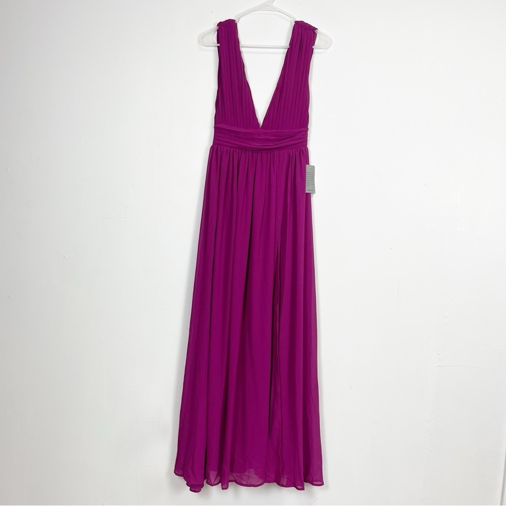 Love X Design Evening Gown Womens Small Berry Purple Pink VNeck Slit NWT NEW
